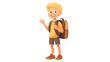 © Touch - Professional Caucasian Schoolboy Waving Goodbye 2D Cartoon Character Illustration