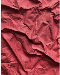 Poster - Abstract texture of crumpled red fabric creating a visually captivating background with intricate folds and shadows for artistic design