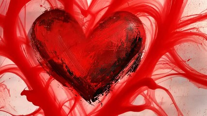 Poster - creative heart grunge stamp design with vibrant red hues generative ai