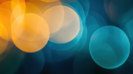 Abstract blurred lights creating orange and blue bokeh effect