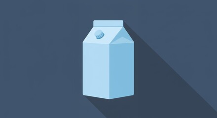 Poster - Milk Carton Illustration with Long Shadow on Blue Background Graphic