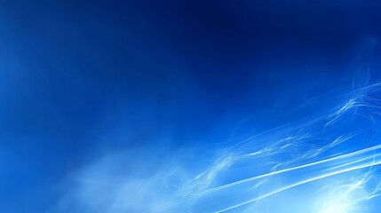 Poster - Energetic blue fractal abstraction with sweeping elegant light beams