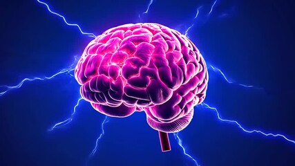Poster - Digital Illustration of Human Brain Highlighting Electrical Activity Generative AI