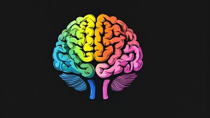 Poster - Colorful Human Brain Icon Representing Creativity and Intellect Generative AI