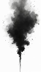 Poster - Abstract black ink splash on white background. Watercolor concept illustration for poster, book cover, dramatic effect, minimal design. Expressive dynamic artwork shows flowing ink blots in liquid
