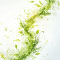 Poster - Abstract Green Foliage Flourish: A Watercolor-Inspired Organic Design with Light Accents for Nature-Themed Backgrounds 