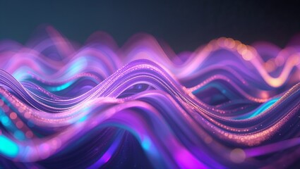 Aufkleber - Colorful light waves create a mesmerizing visual display in an abstract digital landscape at night