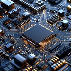 Leinwandbilder - A close up of a computer chip with a lot of wires and a lot of gold