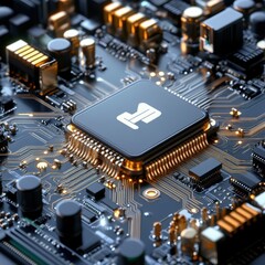 Leinwandbilder - A close up of a computer chip with the letter D on it