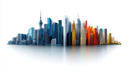 Aufkleber - A city skyline is shown in a variety of colors