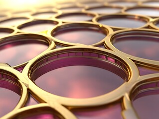 Poster - Abstract background with golden rings and purple translucent filling
