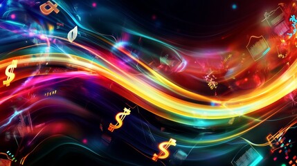 Poster - dynamic financial data visualization abstract background digital art colorful environment close-up v