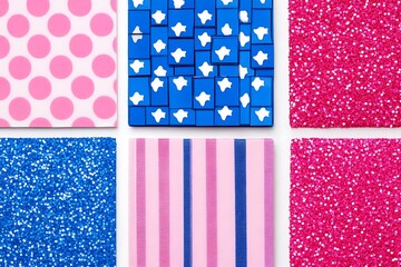 Poster - Artistic arrangement of six patterned squares creating a vibrant collage