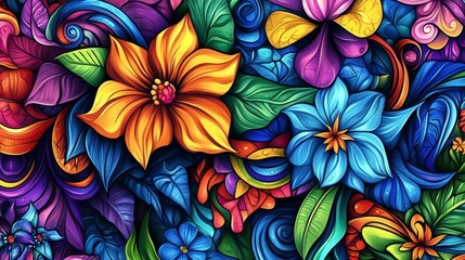 Poster - Vibrant floral design nature digital artwork colorful background close-up artistic expression