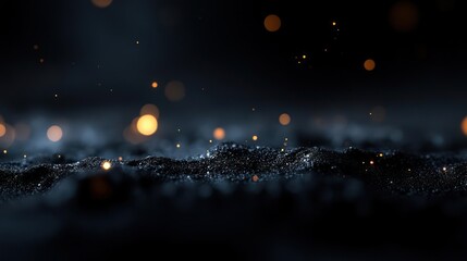 Aufkleber - Dark Abstract Background with Glowing Particles and Bokeh Lights