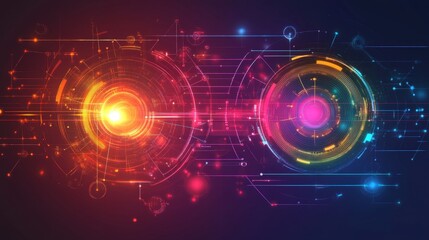 Poster - Dynamic digital circuits animation virtual space graphic design futuristic environment abstract viewpoint technology concept