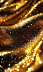 Poster - Golden glitter fabric sparkling with bokeh effect: luxury festive background