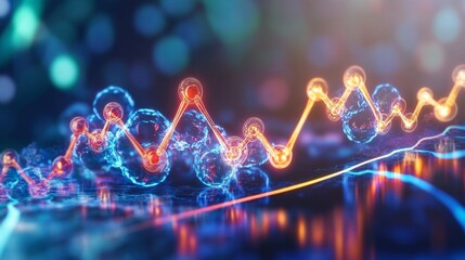 Poster - dynamic data visualization of market trends digital space infographic abstract environment close-up 