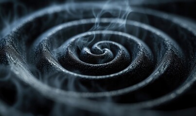 Fototapete - A black smoke ring with steam coming out of it