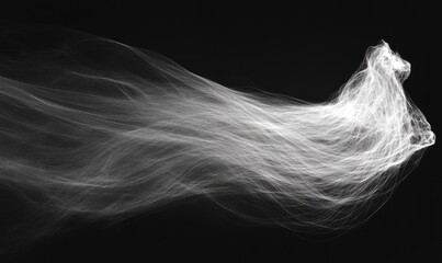Fototapete - A white horse tail is shown in a black background