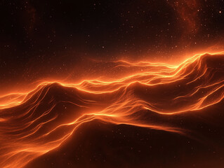 Orange tech flow wave pattern