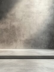 Poster - Minimalist Concrete Platform with Textured Wall and Soft Lighting for Product Display and Architectural Visualization