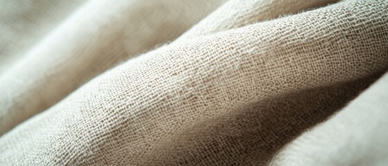 Poster - Delicate beige fabric texture with soft folds creating a warm inviting atmosphere for textile design and home decor projects