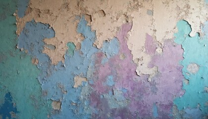 Aufkleber - Textured wall showing paint peeling off. Colors blue purple green. Rough aged surface with weathered texture abstract design. Grunge style backdrop for creative designs. Old damaged cement wall.