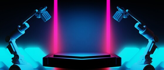 Wall Mural - 3d illustration rendering of y2k 2000s gamer technology futuristic fantasy metaverse cyberpunk sci-f
