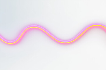 Poster - Abstract wavy neon light lines on dark background.