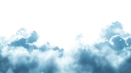 beautiful blue cumulus clouds against a bright white sky background