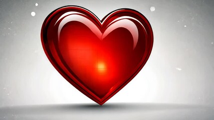 Poster - Red Heart Icon With Glossy Finish on a Light Background Generative AI