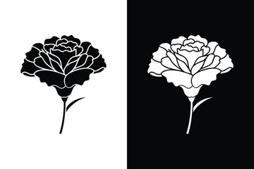 Wall Mural - Carnation flower icon vector on White Background ,Vector Art Illustration on white background.