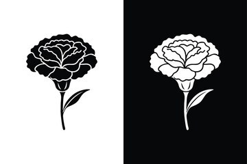 Wall Mural - Carnation flower icon vector on White Background ,Vector Art Illustration on white background.