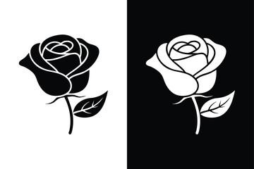 Wall Mural - Rose flower icon vector on White Background ,Vector Art Illustration on white background.