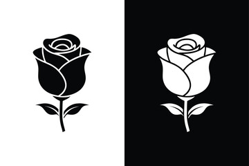 Wall Mural - Rose flower icon vector on White Background ,Vector Art Illustration on white background.