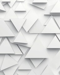 Poster - Minimalist composition of white triangles creating a geometric pattern with subtle shadows and clean lines for modern design