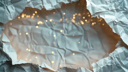 Poster - Crumpled paper revealing a sparkling background with soft light glimmers