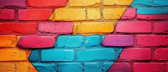 Poster - colorful brick wall background with vibrant hues creating a captivating texture and visual appeal fo