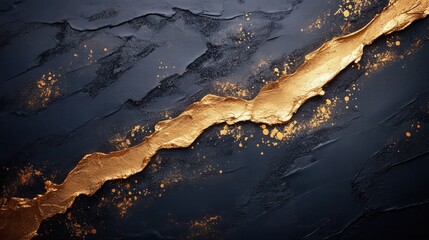 Poster - Elegant black textured background with golden river and specks of gold for luxurious design and artistic expression