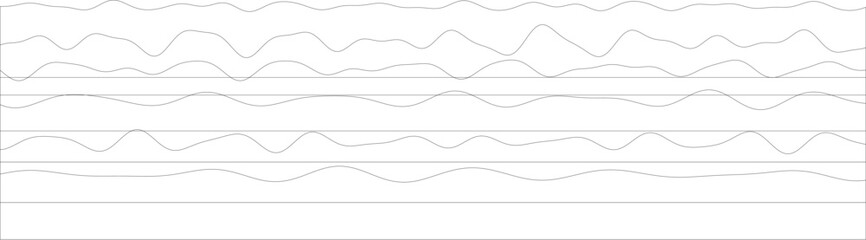 Poster - Abstract minimalist black lines on white background - rhythmic wave patterns.
