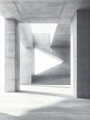 Poster - Minimalist Concrete Architecture with Geometric Design and Bright Sunlight Creates a Modern and Serene Visual Experience