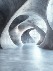 Poster - Modern Architecture Interior Concrete Structure Abstract Design Space with Smooth Surface and Geometric Forms