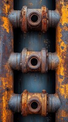 Poster - Industrial Metal Pipes with Rust and Corrosion Showing Wear and Tear in a Close Up Full Frame View for Texture and Design