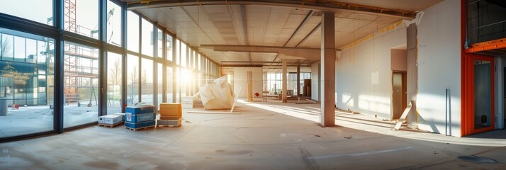 Poster - construction site of a modern industrial building