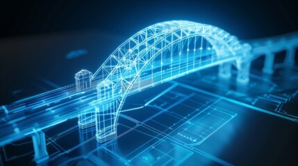 Poster - vision of architecture of a 3d model bridge project