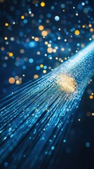 Poster - Luminous Fiber Optic Strands Conveying Data and Connectivity in a Futuristic Digital Network Landscape