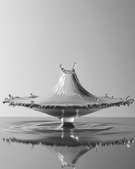 Poster - Captivating water splash in grayscale elegance showcasing liquid dynamics and reflection creating a serene visual harmony with minimalist background