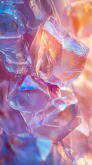 Poster - Abstract crystalline structure with iridescent reflections and geometric shapes in soft pastel hues, creating a dreamy and ethereal atmosphere