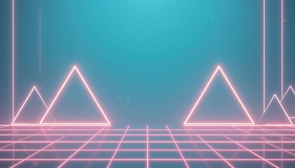 Aufkleber - Dynamic neon geometric animation virtual space digital art futuristic environment 3d perspective vibrant aesthetics for creative projects